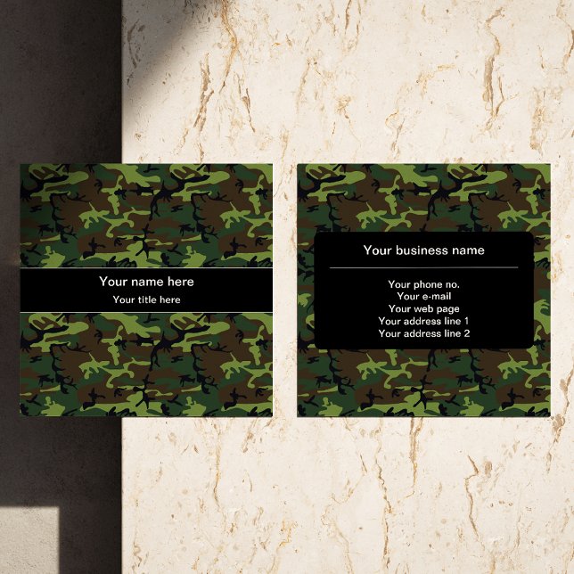Green Camouflage, Militär, Armee Quadratische Visitenkarte (Von Creator hochgeladen)