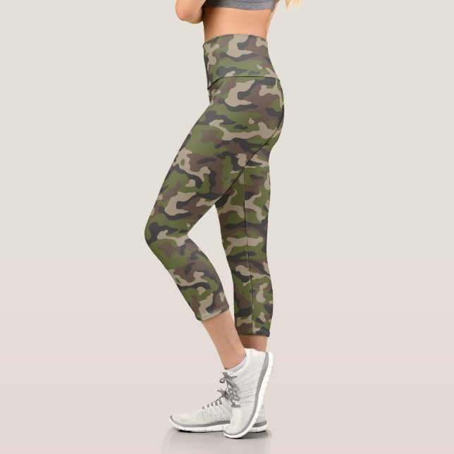 Green Camouflage Muster Capri Leggings (Links)