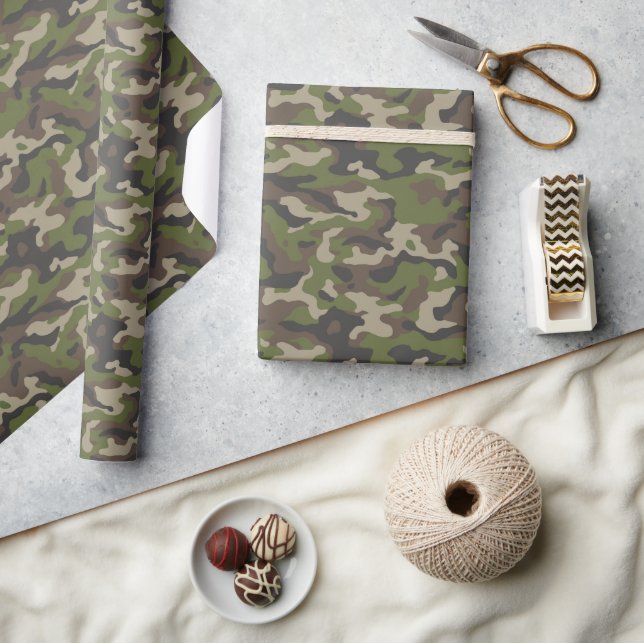 Green Camouflage Muster Geschenkpapier (Kunsthandwerk)
