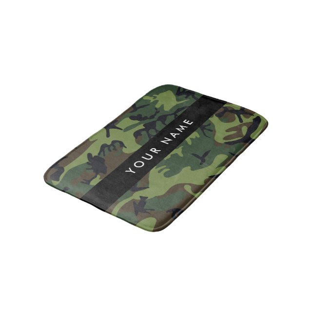 Green Camouflage Muster, Ihr Name, Personalisieren Badematte (Schrägansicht)