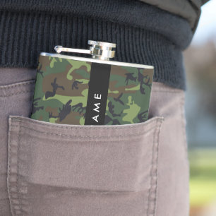 Green Camouflage Muster, Ihr Name, Personalisieren Flachmann