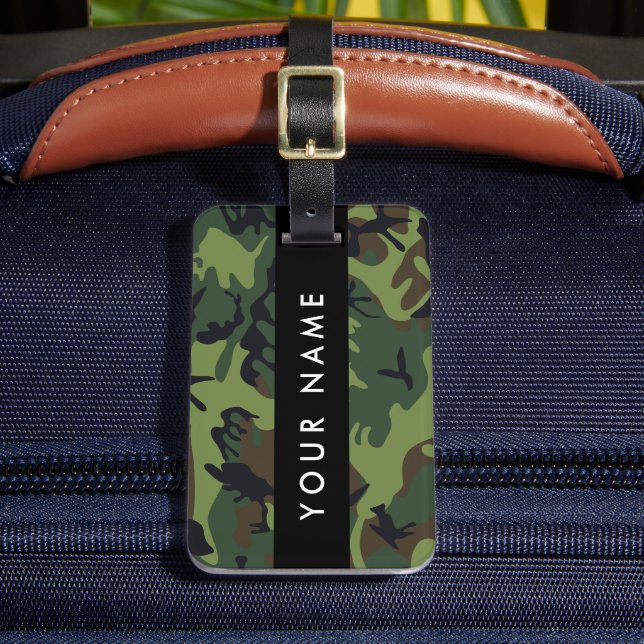 Green Camouflage Muster, Ihr Name, Personalisieren Gepäckanhänger (Vorderseite Insitu 2)