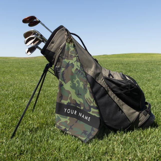 Green Camouflage Muster, Ihr Name, Personalisieren Golfhandtuch (Gras)