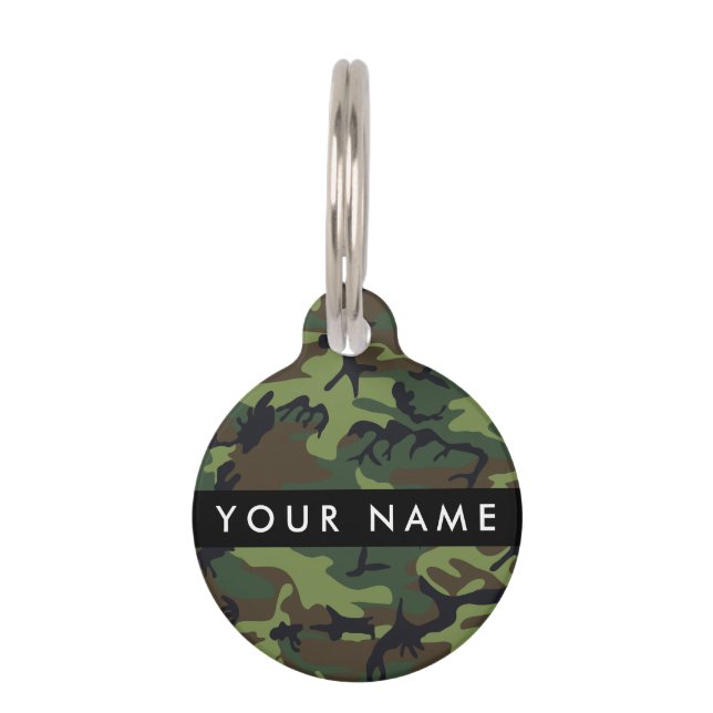 Green Camouflage Muster, Ihr Name, Personalisieren Haustiermarke (Vorderseite)