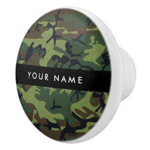 Green Camouflage Muster, Ihr Name, Personalisieren Keramikknauf