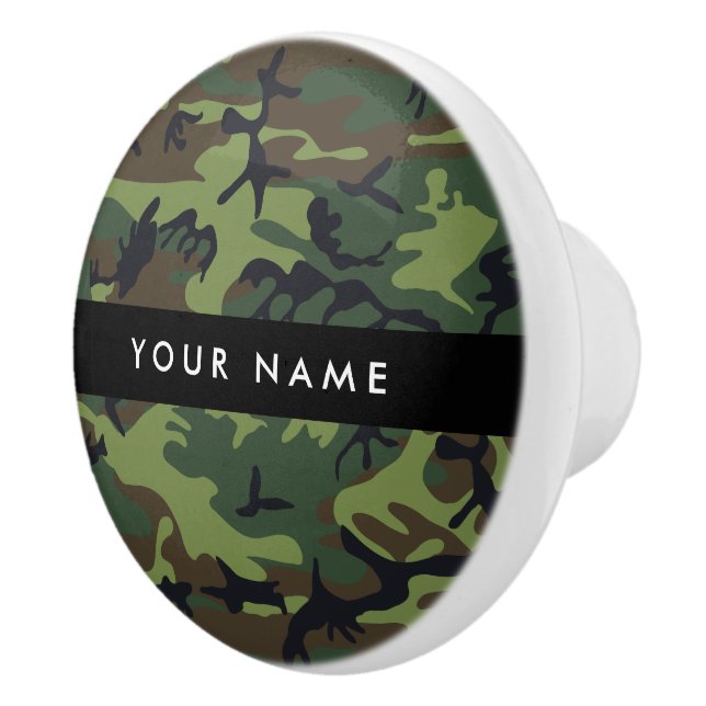 Green Camouflage Muster, Ihr Name, Personalisieren Keramikknauf (Rechts)