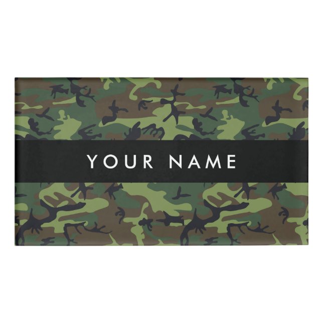 Green Camouflage Muster, Ihr Name, Personalisieren Namenschild (Vorderseite)