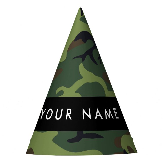Green Camouflage Muster, Ihr Name, Personalisieren Partyhütchen (Vorderseite)