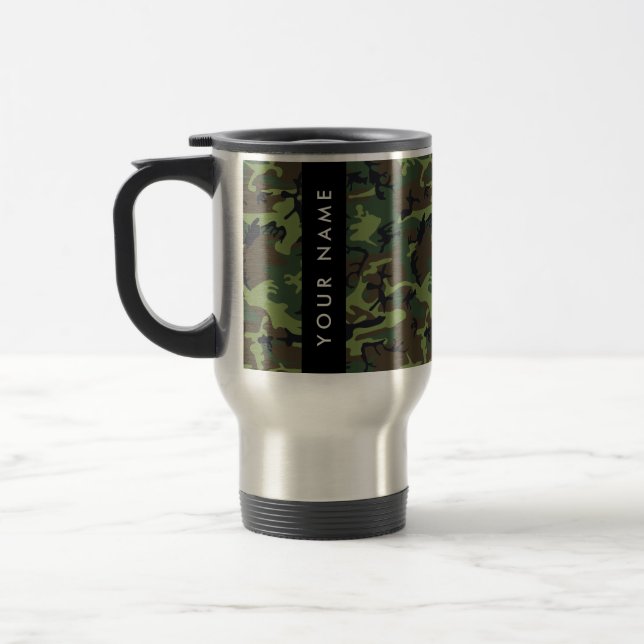 Green Camouflage Muster, Ihr Name, Personalisieren Reisebecher (Links)