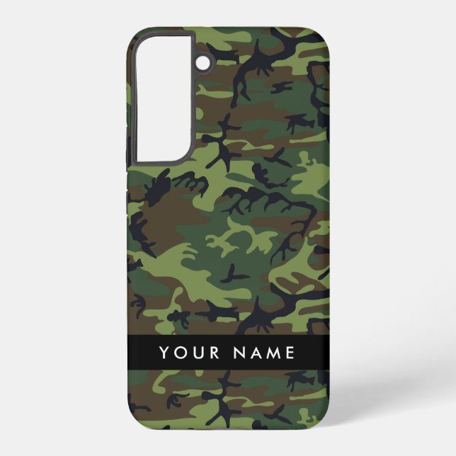 Green Camouflage Muster, Ihr Name, Personalisieren Samsung Galaxy Hülle (Rückseite)