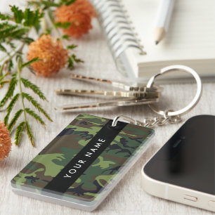 Green Camouflage Muster, Ihr Name, Personalisieren Schlüsselanhänger