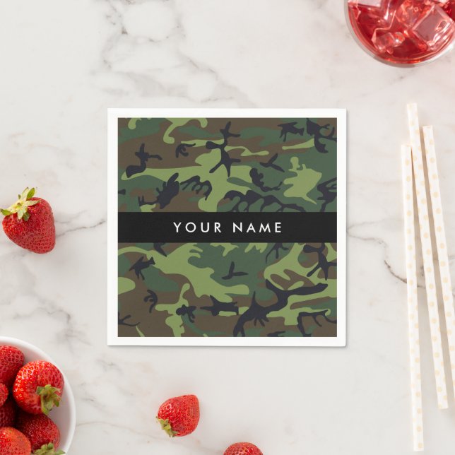 Green Camouflage Muster, Ihr Name, Personalisieren Serviette (Beispiel)