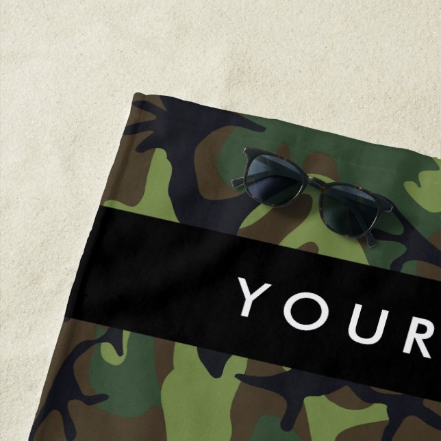 Green Camouflage Muster, Ihr Name, Personalisieren Strandtuch (Beispiel)