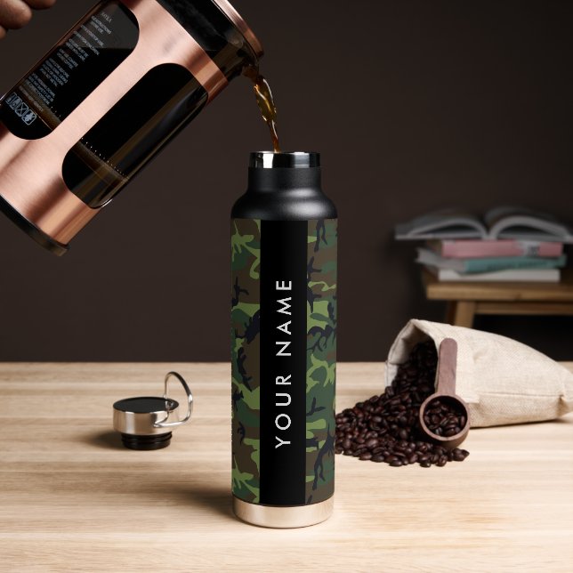 Green Camouflage Muster, Ihr Name, Personalisieren Trinkflasche (Kaffee)