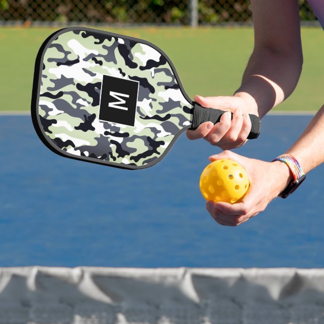 Green Camouflage Muster Monogram Pickleball Schläger (InSitu)