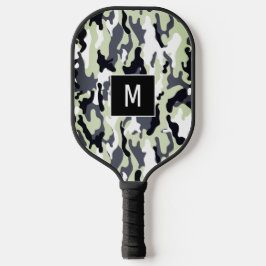 Green Camouflage Muster Monogram Pickleball Schläger