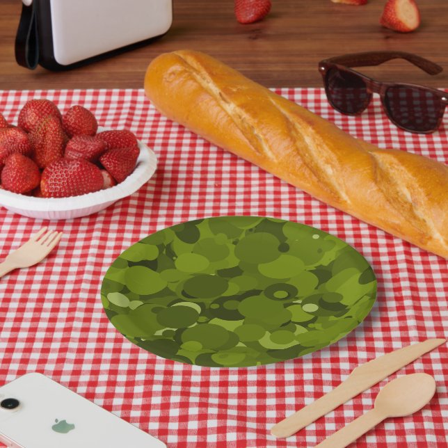 Green Camouflage Pappteller (Picknick)