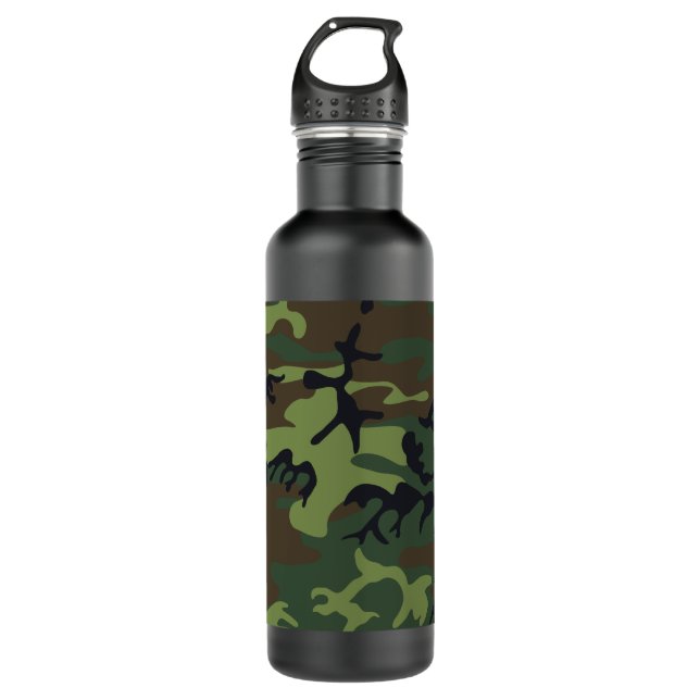 Green Camouflage Pattern, militärisches Muster, Ar Edelstahlflasche (Vorderseite)