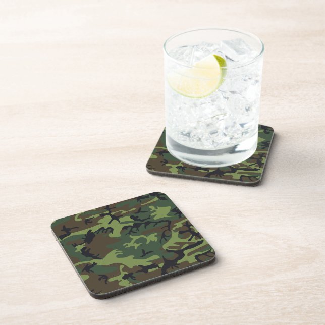 Green Camouflage Pattern, militärisches Muster, Ar Getränkeuntersetzer (Rechte Seite)