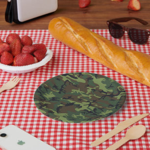 Green Camouflage Pattern, militärisches Muster, Ar Pappteller
