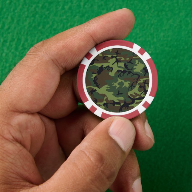 Green Camouflage Pattern, militärisches Muster, Ar Pokerchips (Hand)