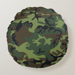Green Camouflage Pattern, militärisches Muster, Ar Rundes Kissen