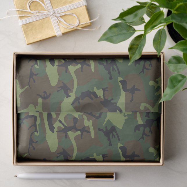 Green Camouflage Pattern, militärisches Muster, Ar Seidenpapier (Geschenk)