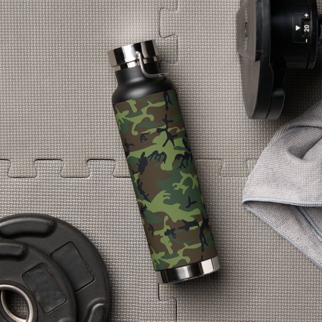 Green Camouflage Pattern, militärisches Muster, Ar Trinkflasche (Fitnessstudio)