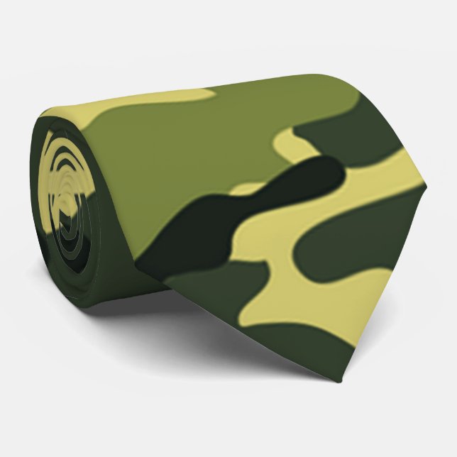 Green Camouflage Pattern Tie Krawatte (Gerollt)