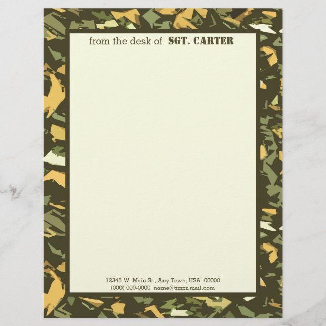 Green Camouflage Personalisiert Letterhead (Vorderseite)