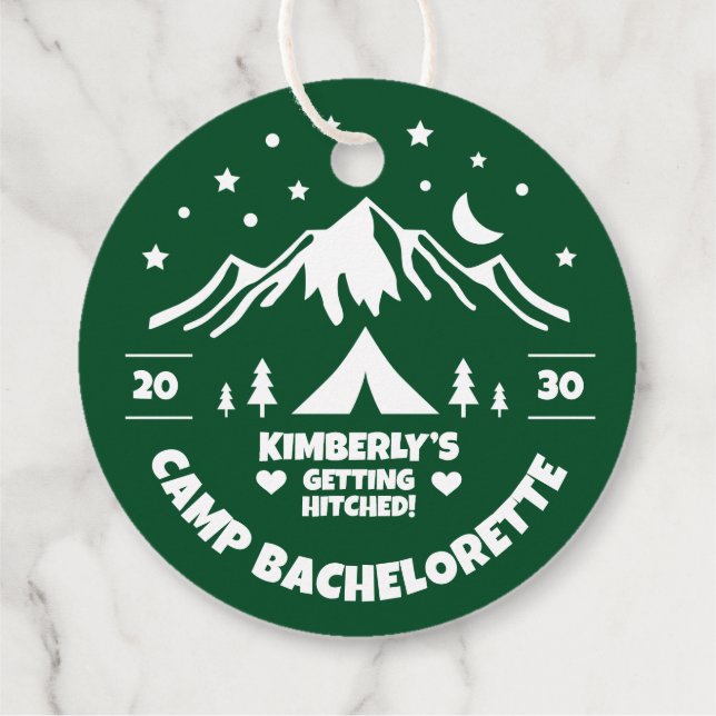 Green Camp Bachelorette Bridal Geschenkanhänger (Rückseite)