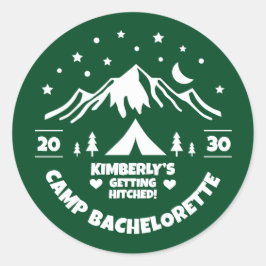 Green Camp Bachelorette Bride Runder Aufkleber