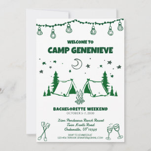 Green Camp Bachelorette Weekend Entdecke Einladung