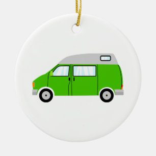 Green Camper Van High Top Mobile Freedom Keramik Ornament