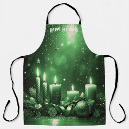 Green Candles Christmas Holiday Apron Schürze
