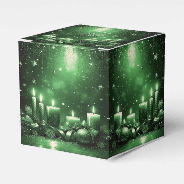 Green Candles Christmas Holiday Favor Box Geschenkschachtel (Vorderseite)