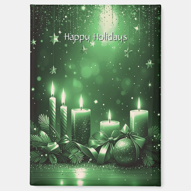 Green Candles Christmas Holiday Magnet (Vorderseite)
