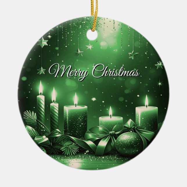 Green Candles Christmas Holiday Ornament (Vorne)
