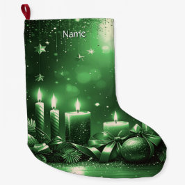Green Candles Christmas Holiday Stocking Großer Weihnachtsstrumpf