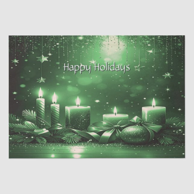 Green Candles Christmas Holiday Tissue Paper Seidenpapier (Vorderseite)