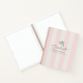 Green Cap Pink Stripes Bow Graduation Guest Book Notizbuch