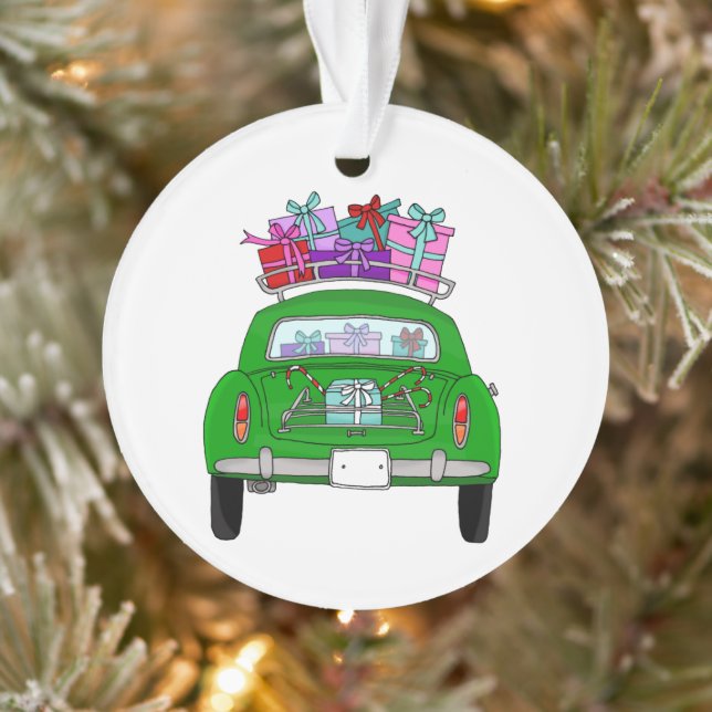 Green Car mit Weihnachtsgeschenken Ornament (Baum)
