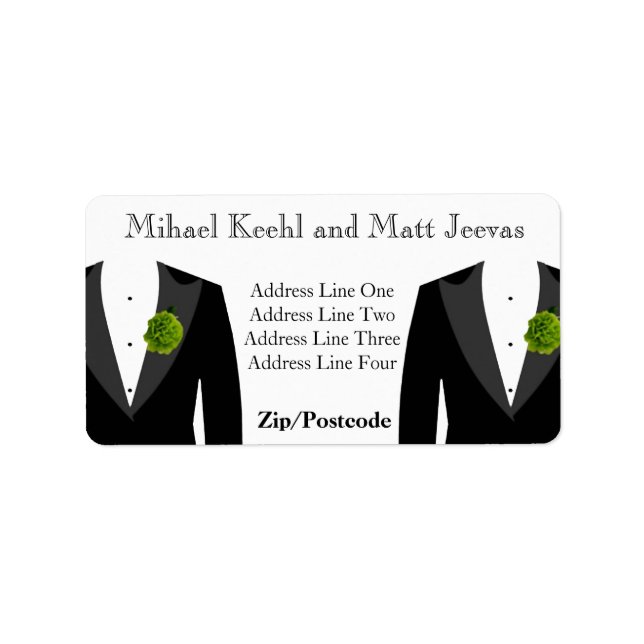 Green Carnation Address Labels für Gay Wedding Adressaufkleber (Vorne)