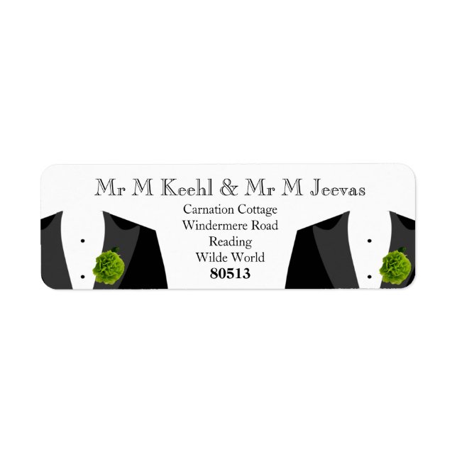 Green Carnation Return Labels für Gay Grooms (Vorne)