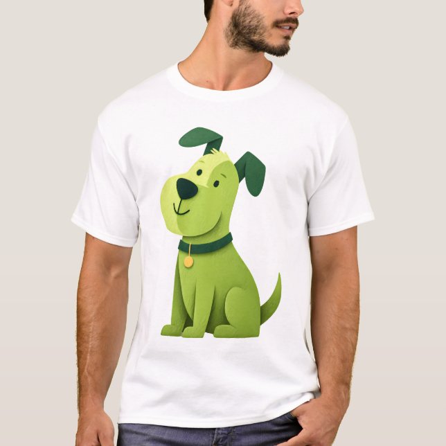 Green Cartoon Dog T-Shirt (Vorderseite)