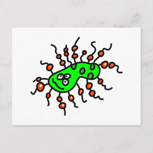 Green Cartoon Germ Postkarte