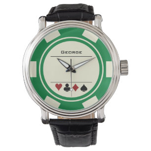 Green Casino Poker Chip Las Vegas Armbanduhr
