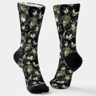 Green Cat Camouflage Socken