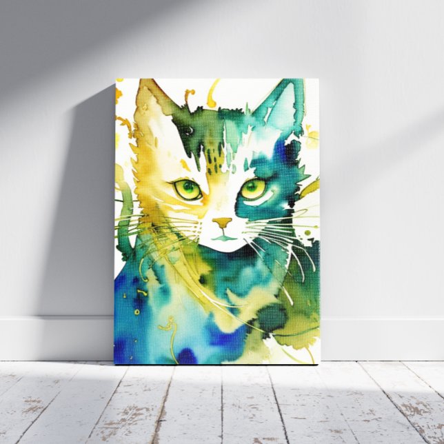 Green Cat Canvas Print Leinwanddruck (Von Creator hochgeladen)