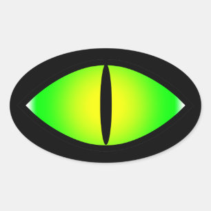 Green Cat Eye Ovaler Aufkleber